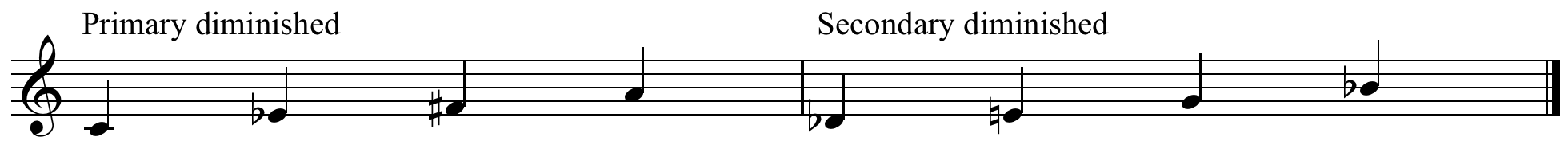 Primary and secondary diminished arpeggios